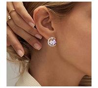 Inateannal Vintage Purple Crystal Moon Earrings Amethyst Square Stud Earrings Rhinestone Crescent Earrings Gold Cz Star Stud Earrings Jewelry for Women and Girls