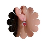 Inateannal Vintage Ruby Drop Earrings Red Crystal Dangle Earrings Red Ruby Stud Earrings Gold Cz Huggie Hoop Earrings Jewelry for Women and Girls