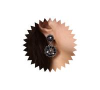 Inateannal Vintage Sapphire Flower Drop Earrings Blue Rhinestone Circle Earrings Gold Filigree Flower Dangle Earrings Sapphire Gem Earrings Gypsy Dangling Earrings Jewelry for Women and Girls