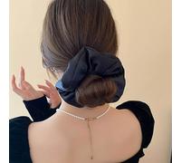 Inateannal Vintage Satin Silk Hair Ties Large Satin Elastic Hair Scrunchies Black Big Satin Hair Scrunchies Scrunchy Oversized Thick Hair Ties Satin Ponytail Holder Hair Bands