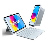 Inateck AceTouch Case with Keyboard for iPad A16 11th Gen 2025 11 inch, iPad 10th Gen 2022 10.9 inch, 5.1" Multi-Touch Touchpad, Vertical/Horizontal Stand, Detachable, with Pencil Holder, QWERTY, Blue