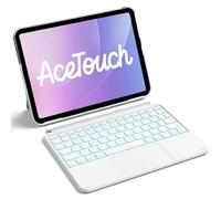 Inateck Backlit Keyboard Case with Touchpad for iPad 10th/A16 11th Gen | 7-Color Backlit For Air 11" M4/M3/M2, Air 5/4, Pro 11", Magnetic Detachable, Trackpad, Flexible Stand,QWERTY, AceTouch,White