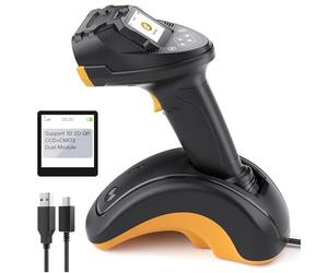 Inateck Bluetooth Barcode Scanner, 2D 1D Wireless Handheld Scanner, QR Code Scanner, Equipped with a Smart Base, CMOS+CCD Dual modules, Larger scanning Range, Supports app SDK