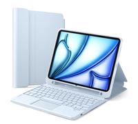 Inateck iPad 10th/A16 11th Gen Case with Keyboard,3-Device Bluetooth | Detachable Keyboard with Trackpad for Air 11" M4/M3/M2, Air 5/4, Pro 11" , with Pencil Holder,classic,Blue