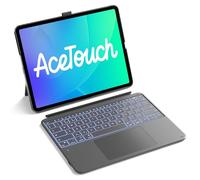 Inateck Keyboard Case for iPad Air 13 inch M3/M2, UK Layout Ultralight Backlit Keyboard for iPad Pro 12.9 inch 6/5/4/3 Gen, Large Multi-Touch Trackpad, Detachable, with Pencil Holder, AceTouch, Grey