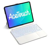 Inateck Keyboard Case for iPad Air 13" with Large Precision Trackpad | Ultralight Backlit Keyboard for iPad Pro 12.9", Large Multi-Touch Trackpad, Detachable, with Pencil Holder,UK Layout ,White