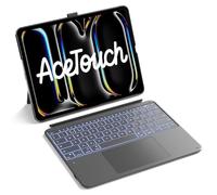 Inateck Keyboard Case for iPad Pro 13" with Large Precision Trackpad | Detachable, Portrait/Landscape, 7 Colour Backlit, Hidden Pencil Holder,Gray
