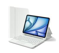 Inateck Keyboard Case with Trackpad for iPad A16 11th Gen 11"/10th Gen | 3-Device Bluetooth,Detachable Keyboard with Pencil Holder for Air 11" M4/M3/M2, Air 5/4, Pro 11" ,classic,White