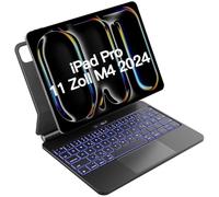 Inateck Magic Keyboard for iPad Pro 11 2024 M4 Case with Keyboard, 30 Minutes Fast Charging, LED Smart Power Display, Click Anywhere Trackpad, 7 Colours, 3 Levels Backlit, QWERTZ, KB09121