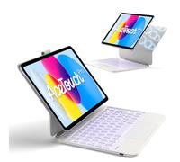 Inateck Magnetic Keyboard Case for iPad Air 13" with Large Touchpad | For iPad Pro 12.9" 6/5/4/3 Gen, LED Power Display,7 Color Backlight, 6-row keys, slim cantilever,pencil holder, White