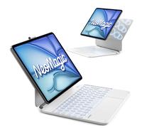 Inateck NeoMagic Magnetic Keyboard Case for iPad Air 13 inch M4 2026/M3/M2, iPad Pro 12.9 inch 6/5/4/3 Gen, Large Multi-Touch Trackpad, LED Power Display, 7 Color Backlight, with Pencil Holder, White