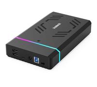 Inateck RGB 3.5 Inch Hard Drive Enclosure, USB 3.0 External Hard Drive Enclosure for 2.5/3.5 Inch SATA HDD and SSD, with Expansion Ports and 12 V/2 A Power Adapter, Supports up to 20 TB, FE3003