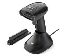 Inateck Wireless 2D Barcode Scanner Bluetooth, Megapixel QR Scanner with Charging Cradle Data Receiver, 2X 2000mAh Replaceable Batteries for Continuous Shift Work