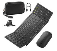 Inateck Wireless Foldable Keyboard and Mouse Set, Portable | 3-Device For iPad/iPhone/Mac/Android/Windows, Built-in Numpad, Phone Stand, Carrying Case Included, Nomad,Graphite