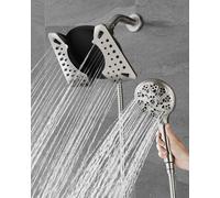 INAVAMZ 2.5GPM shower heads with hand spray combination: 7.5 inch rain shower head and 10 spray settings detachable shower head, adjustable double shower head with hose, nickel