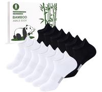 inaWarm Bamboo Trainer Socks Womens 6 Pairs, Breathable Ankle Running Socks, Ladies Sports Low Cut Sock, Athletic Sock with Gift Box for Women Girls Black & White 6-8