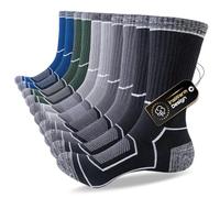 inaWarm Mens Socks, Breathable and Moisture Wicking Outdoor Performance Hiking Socks, Thick Cushioned Anti-Blister Crew Sock for Athletic, Work, Sports, Trekking, Walking, 5 Pairs