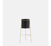 Inaya 22cm Diameter Raised Metal Planter Black/Brass