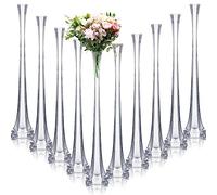 Inbagi 10 Pcs Eiffel Tower Vase for Wedding Centerpieces 20 Inch Clear Tall Skinny Vases Glass Flower Stand Floral Container for Living Room Home Crafts Wedding Reception Birthday Baby Shower Decors