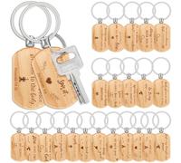 Inbagi 100 Pack Bible Verse Keychain Bulk Christian Gifts Wooden Key Chain Inspirational Quotes for Men Women Mother Father (Rectangular with Round Corner), Brown