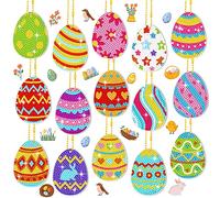 Inbagi 15 Pcs Easter Diamond Keychains Easter 5D Diamond Painting Key Chains Egg Diamond Art Keychains Pendant Diamond Painting Key Rings DIY Diamond Ornament Decoration