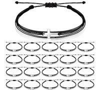 Inbagi 30 Pcs Small Cross Bracelet for Women Men, Friendship, Christian Handmade Braided Bracelet, Adjustable Nylon Rope for Boys Girls Back to School Gifts, as picture shown, no gemstone