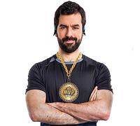 Inbagi Gold Chain Mvp Medal Sports Mvp Turnover Chain Champ Trophy Necklace Award for Baseball Basketball Football Soccer Softball Volleyball Sports Competitions Prize Gifts and Party Favors