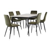 inbar 160cm kass marble dining table 6 basia juniper chairs