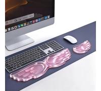 inbesk Angel Wing Wrist Rest for Keyboard and Mouse, Cooling Gel Ergonomic Cloud Arm Rest, Translucent Soft TPU Wrist Support Pad Set for Desk Gaming Office (Integrated Options, Pink)