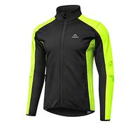 INBIKE Cycling Jacket Waterproof Mens Reflective Softshell Jacket Mountain Bike Running Hiking Walking Windproof Cycle Polar Fleece Outdoor Sports Men Women Lightweight Coat Green L