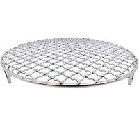InBlossoms Cooling Barbecue Rack Carbon Baking Net Grill Pan Grate with Legs Round Stainless Steel Cross Wire Dia 13.8"