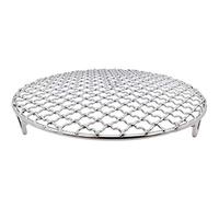 InBlossoms Cooling Barbecue Rack Carbon Baking Net Grill Pan Grate with Legs Round Stainless Steel Cross Wire Dia 10.4"