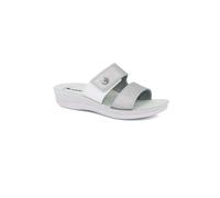 inblu Women Ciabatte Donna A Doppia Fascia Colorata Con Chisura A Strappo, Plantare Anatomico, Dal 35 Al 41 Slide Sandal, Silver, 8 UK