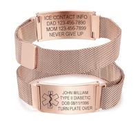 INBLUE Custom Medical Alert ID Bracelets for Men Women Personalized Engraved Text Emergency ID Bracelets Adjustable Nylon & Stainless Steel Wristband for Elderly Epilepsy Diabetic - B4