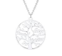 INBLUE Grandma Necklace with Birthstones/Tree of Life Pendant, 1~8 Name Necklace Birthstones, Personalized Necklaces with Kids Names & Picture, Sterling Silver Friend Family Names Necklace(S2/3)