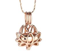 INBLUE Lotus Flower Ashes Pendant with Mini Urn Locket Necklace for Women Customized Text Cremation Jewelry for Ashes Memorial Keepsakes for Ashes of Loved One, Stainless Steel, No Gemstone