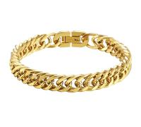 INBLUE Mens Bracelet Stainless Steel Curb Link Chain Bracelet for Men Silver Gold Black Chain 8mm/12mm/17mm Width Hip Hop Jewelry Gift for Boyfriend 3 Lengths 7.5/8.2/9.0 Inches, Length 7.5 inches
