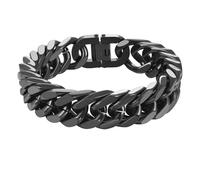 INBLUE Mens Bracelet Stainless Steel Curb Link Chain Bracelet for Men Silver Gold Black Chain 8mm/12mm/17mm Width Hip Hop Jewelry Gift for Boyfriend 3 Lengths 7.5/8.2/9.0 Inches, Length 9.0 inches