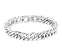 INBLUE Mens Bracelet Stainless Steel Curb Link Chain Bracelet for Men Silver Gold Black Chain 8mm/12mm/17mm Width Hip Hop Jewelry Gift for Boyfriend 3 Lengths 7.5/8.2/9.0 Inches, Length 9.0 inches