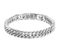INBLUE Mens Bracelet Stainless Steel Curb Link Chain Bracelet for Men Silver Gold Black Chain 8mm/12mm/17mm Width Hip Hop Jewelry Gift for Boyfriend 3 Lengths 7.5/8.2/9.0 Inches, Length 9.0 inches