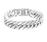 INBLUE Mens Bracelet Stainless Steel Curb Link Chain Bracelet for Men Silver Gold Black Chain 8mm/12mm/17mm Width Hip Hop Jewelry Gift for Boyfriend 3 Lengths 7.5/8.2/9.0 Inches, Length 8.2 inches