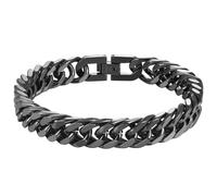 INBLUE Mens Bracelet Stainless Steel Curb Link Chain Bracelet for Men Silver Gold Black Chain 8mm/12mm/17mm Width Hip Hop Jewelry Gift for Boyfriend 3 Lengths 7.5/8.2/9.0 Inches, Length 9.0 inches