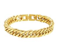 INBLUE Mens Bracelet Stainless Steel Curb Link Chain Bracelet for Men Silver Gold Black Chain 8mm/12mm/17mm Width Hip Hop Jewelry Gift for Boyfriend 3 Lengths 7.5/8.2/9.0 Inches, Length 8.2 inches