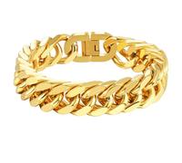 INBLUE Mens Bracelet Stainless Steel Curb Link Chain Bracelet for Men Silver Gold Black Chain 8mm/12mm/17mm Width Hip Hop Jewelry Gift for Boyfriend 3 Lengths 7.5/8.2/9.0 Inches, Length 8.2 inches
