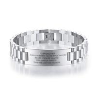 INBLUE Personalized Bracelet for Dad Men - Engraved Names Text Men's Link Bracelet Gift for Birthday Anniversary Father Husband Grandpa Son Boyfriend (A1: Silver - Text)