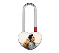 INBLUE Personalized Heart Shaped Love Lock Custom Color Photo Name Date for Couple Boyfriend Girlfriend Him & Her Love Bridge Aluminum Padlock Valentine Lover Gift Purple