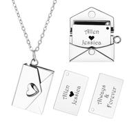INBLUE Personalized Locket Necklace for Women Love Letter Secret Message Pendant Custom Envelope Necklace with Picture Inside Couples Jewelry Gifts for Mom Wife Friend - E1