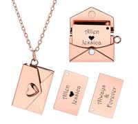 INBLUE Personalized Locket Necklace for Women Love Letter Secret Message Pendant Custom Envelope Necklace with Picture Inside Couples Jewelry Gifts for Mom Wife Friend - E3