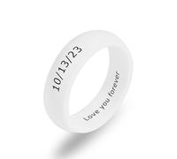 INBLUE Personalized Matching Silicone Rings for Couples His and Hers Wedding Ring Sets Custom Engraved Text/Symbol Wedding Band Promise Rings Gift for Husband Wife (Style B - 6mm)