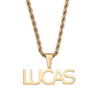 INBLUE Personalized Name Necklace Plate Pendent for Men Women Custom Big Initial Letter Number Necklaces with Curb Chain/Rope Chain Hip Hop Jewelry(A1: Gold)